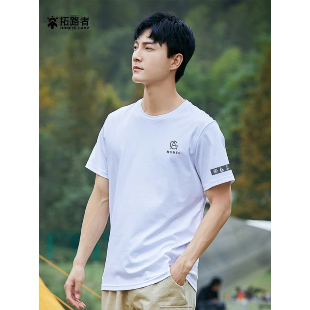 Pioneer legal camiseta de algodão puro masculino Casual ins camiseta esportes ao ar livre lazer estilo fino Xinjiang alg