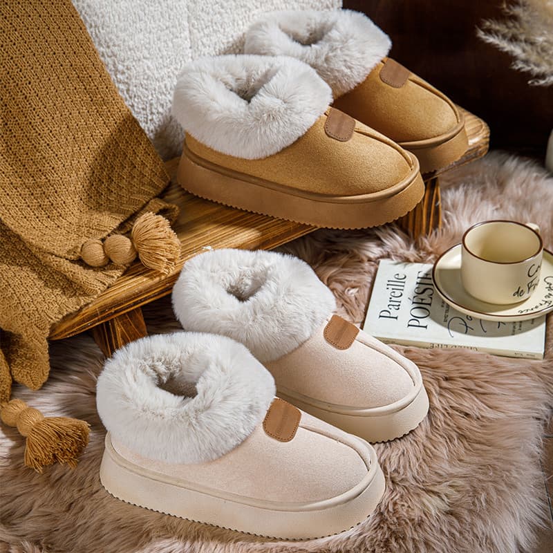 Saco de salto sapatos de algodão feminino inverno forro de lã engrossado ao ar livre Wear 2024 botas de neve peludas sen