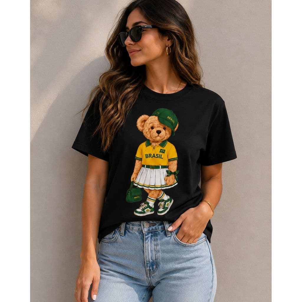 Camiseta Urso Brasil Feminina Ursinha Brasil Tendência 2026
