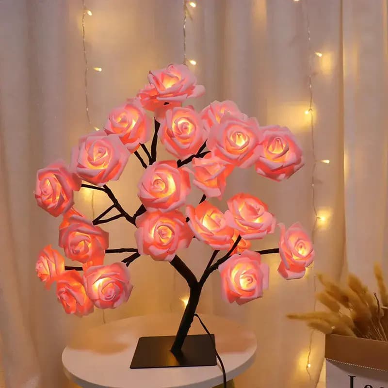 Luz noturna em forma de rosa, alimentada por USB, luminária de mesa, iluminação para quarto, luzes decorativas para feri