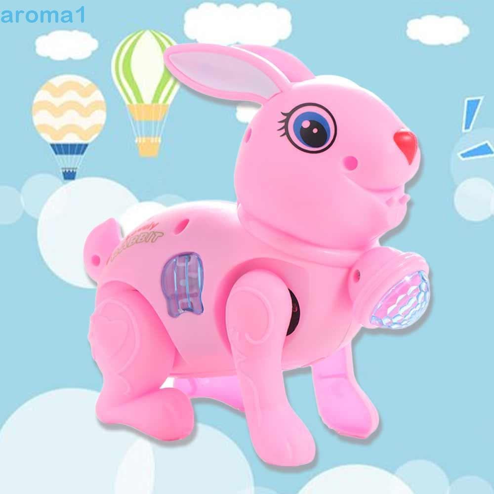 Brinquedo Eletrônico De Coelho Ambulante AROMA1 , Corda De Tração Pequeno , De Caminhada Elétrico De Música Divertida Pa