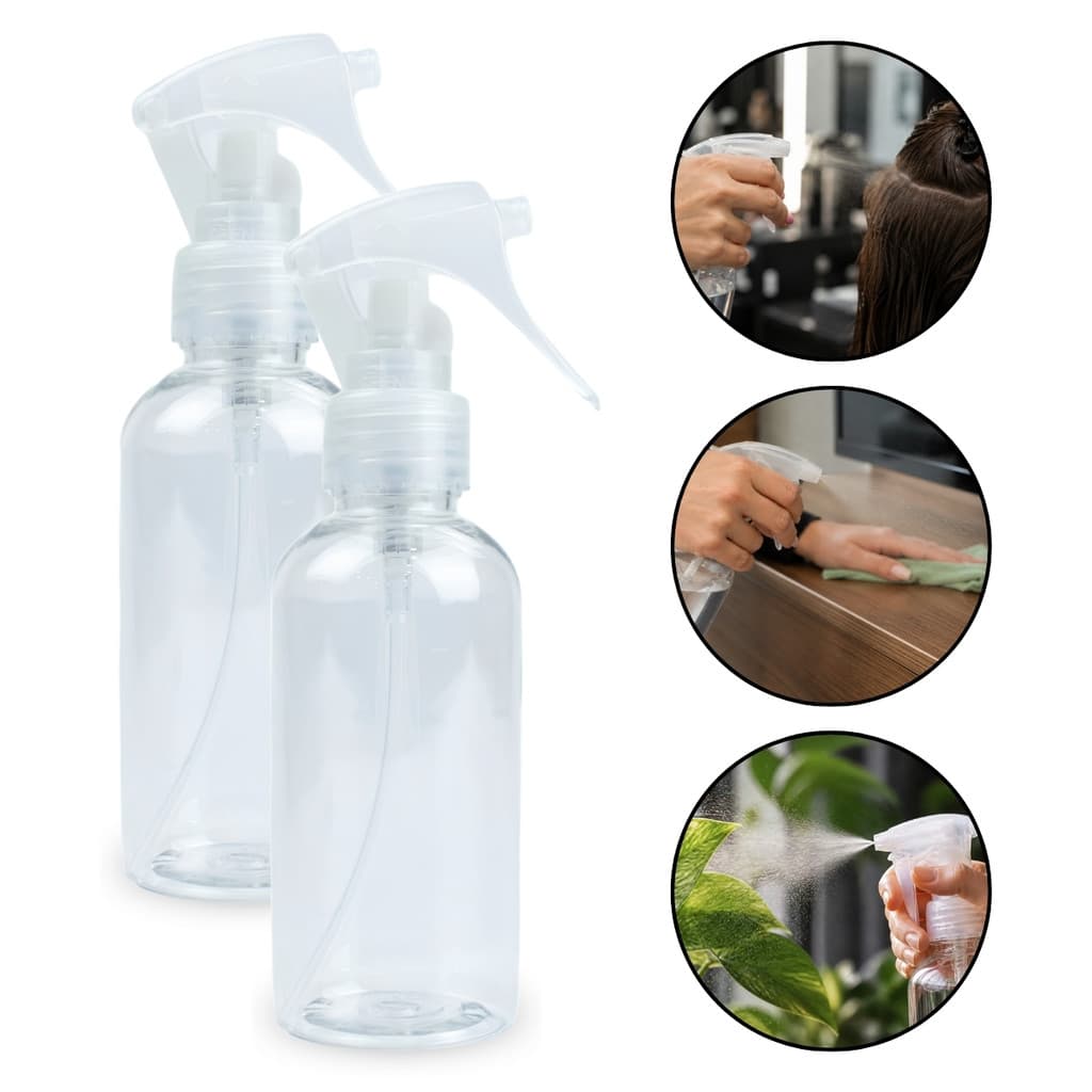 Kit 2 Borrifador Transparente Pequeno 130ml Trava Álcool Água Frasco Multiuso Cabeleireiro