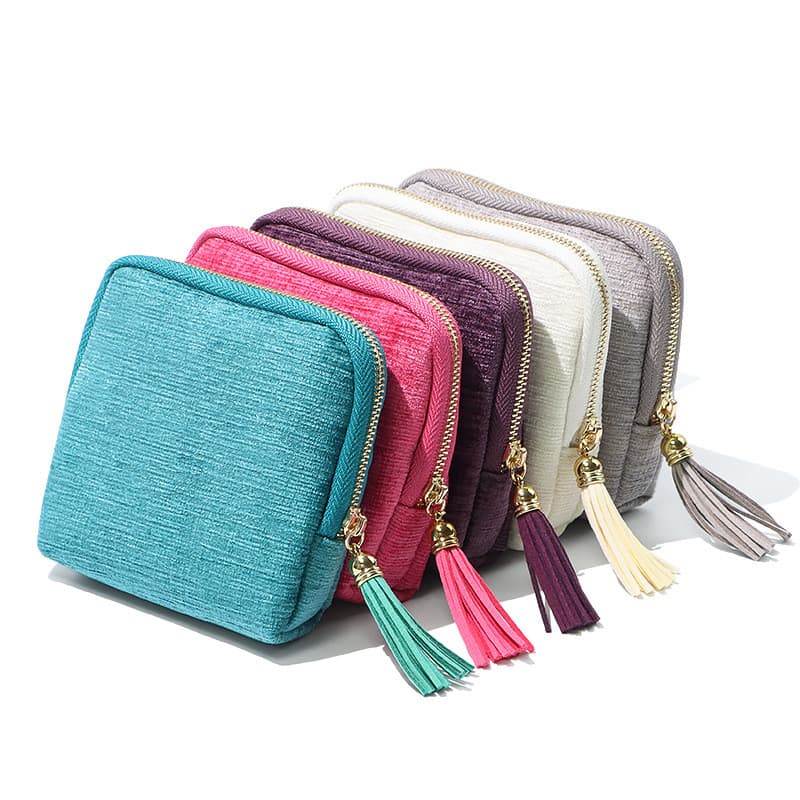 Bolsa de armazenamento com borla e zíper de alta qualidade, anel, colar, brincos, pulseira, caixa de joias de cinco cama