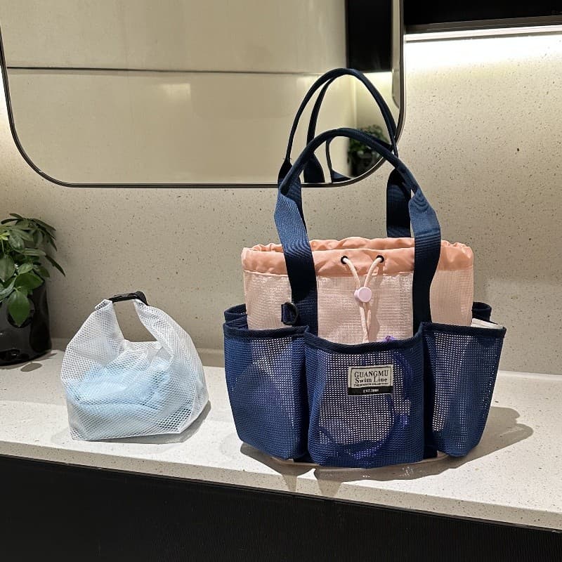 Malha saco de natação esportes Fitness portátil bolsa grande capacidade saco de armazenamento de higiene pessoal Multi-b