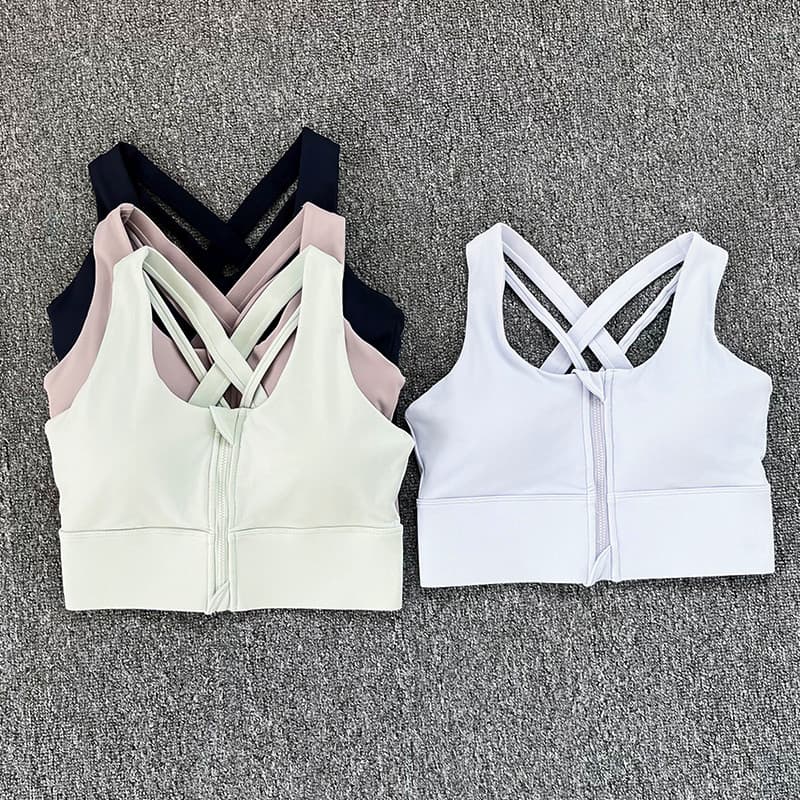 Zíper frontal roupa interior esportiva feminina Fitness Yoga dedicado à prova de choque flacidez colete sutiã pode ser u
