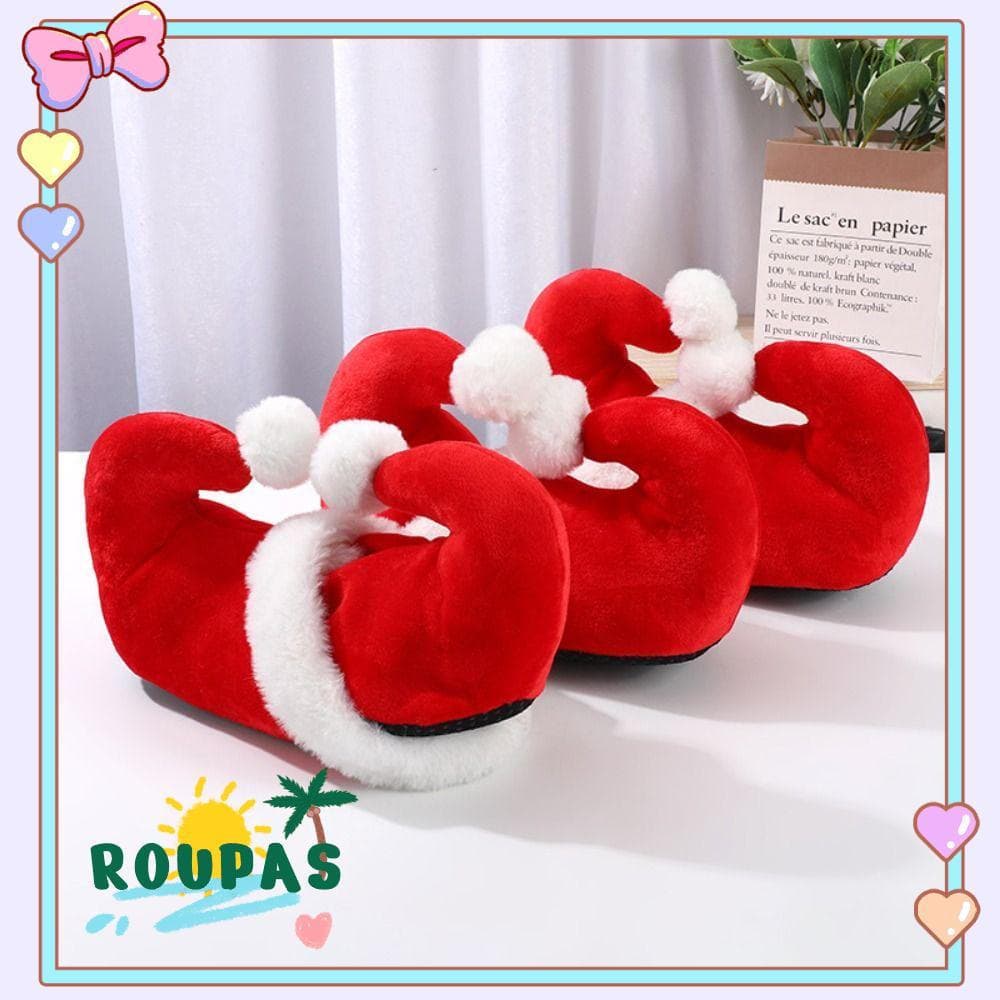 Chinelos De Algodão De Natal ROUPAS , Sapatos De Elfo Quentes Antiderrapantes , Festa De Sapato De Papai Noel De Pelúcia