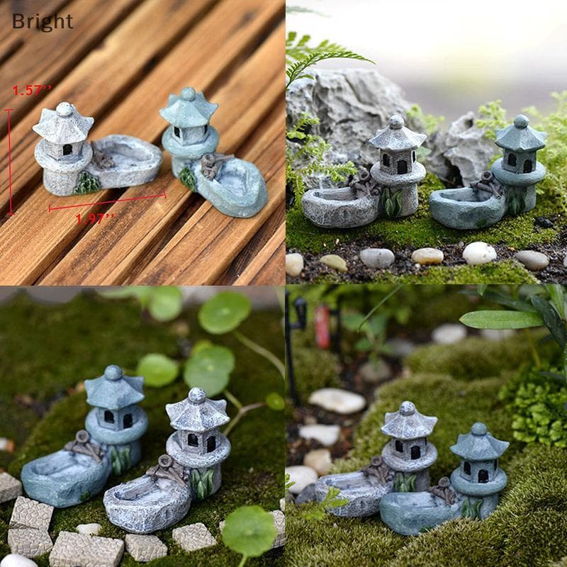 mini retro Lagoa Torre Resina Artesanato Decoração Do Jardim De Fadas Estatuetas Brinquedos DIY Miniaturas Terrário Micr