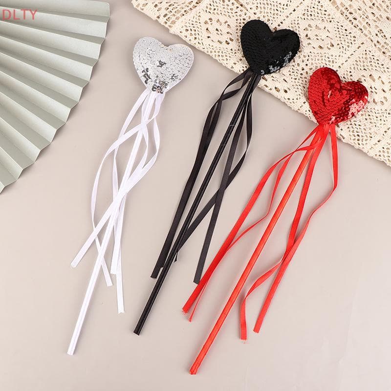 DL 1 Peça Varinha De Fada Com Coração E Glitter Para Meninas Varinhas Mágicas Stis Princesa Cosplay Adereço Aniversário