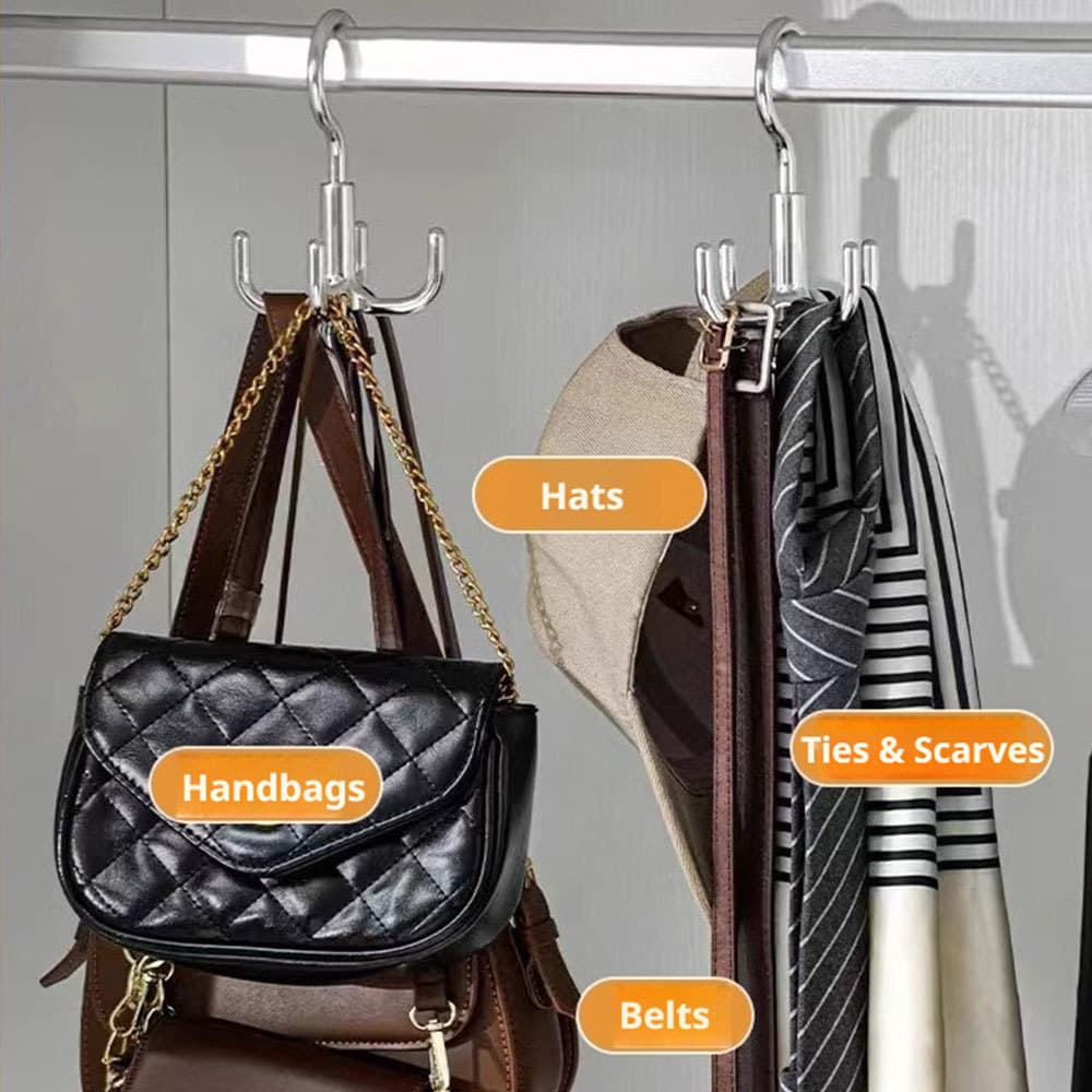 Rotativo 4 Ganchos Guarda-Roupa Multiuso Cabide Perfurador Livre Saco Cachecol Cinto Chapéu Organizador De Armazenamento