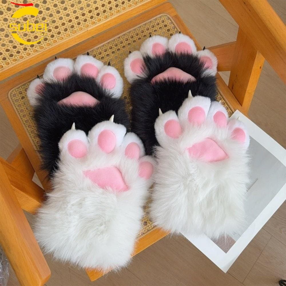 SUBEI Luvas De Garra De Gato , Pelúcia De Desenho Animado Para Cosplay , Adereços De Animais Grossos