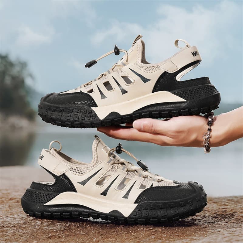 2026 novo estilo de verão sandálias casuais masculinas malha respirável oco sapatos sandálias da moda chinelos