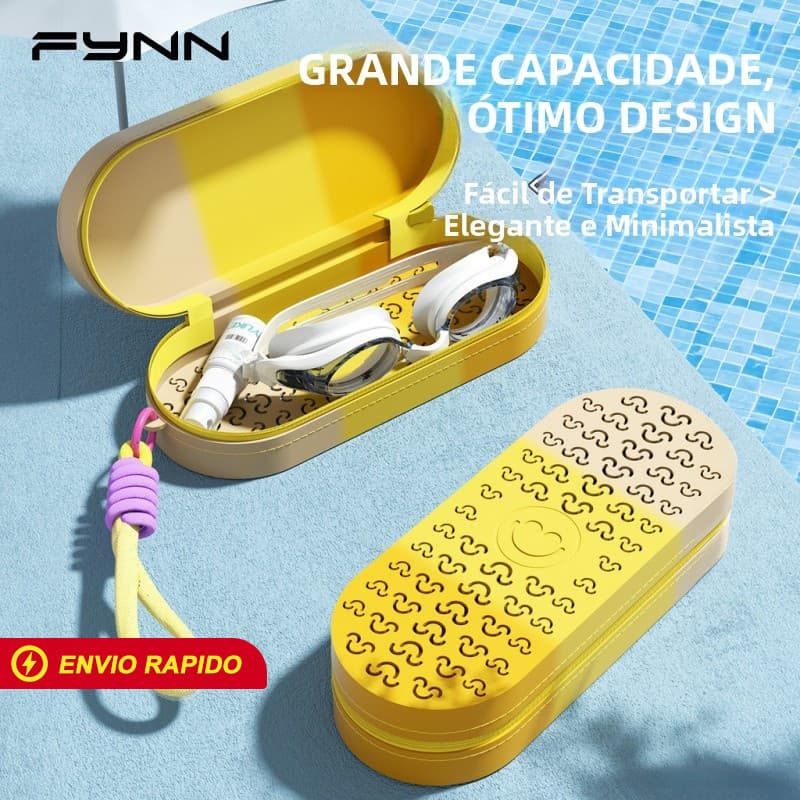 FYNN Estojo para Óculos de Natação Respirável Secagem Rápida Silicone Acessório Piscina Praia