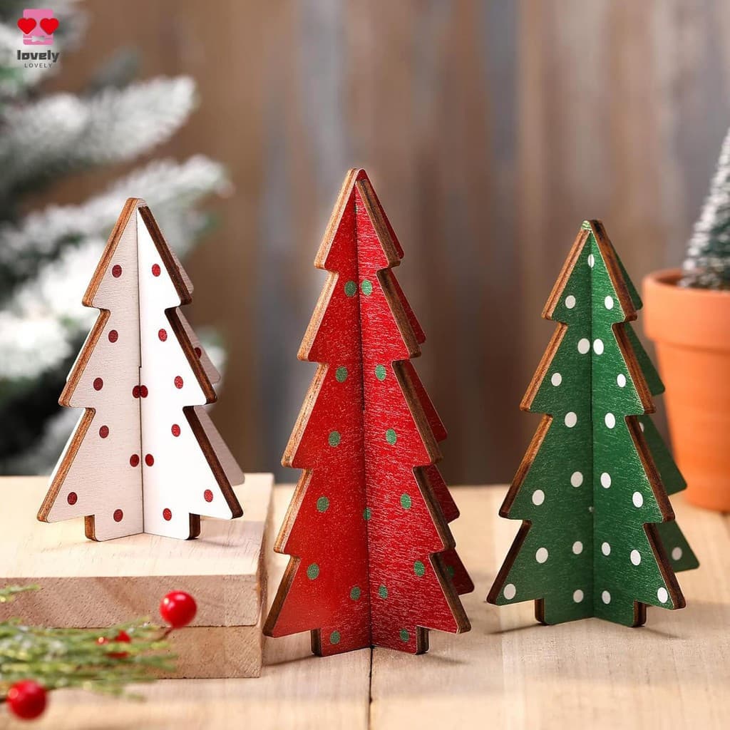 3 Peças De Enfeites De Árvore De Natal De Madeira Feitos À Mão Decoração De Férias Para Casa E Escritório