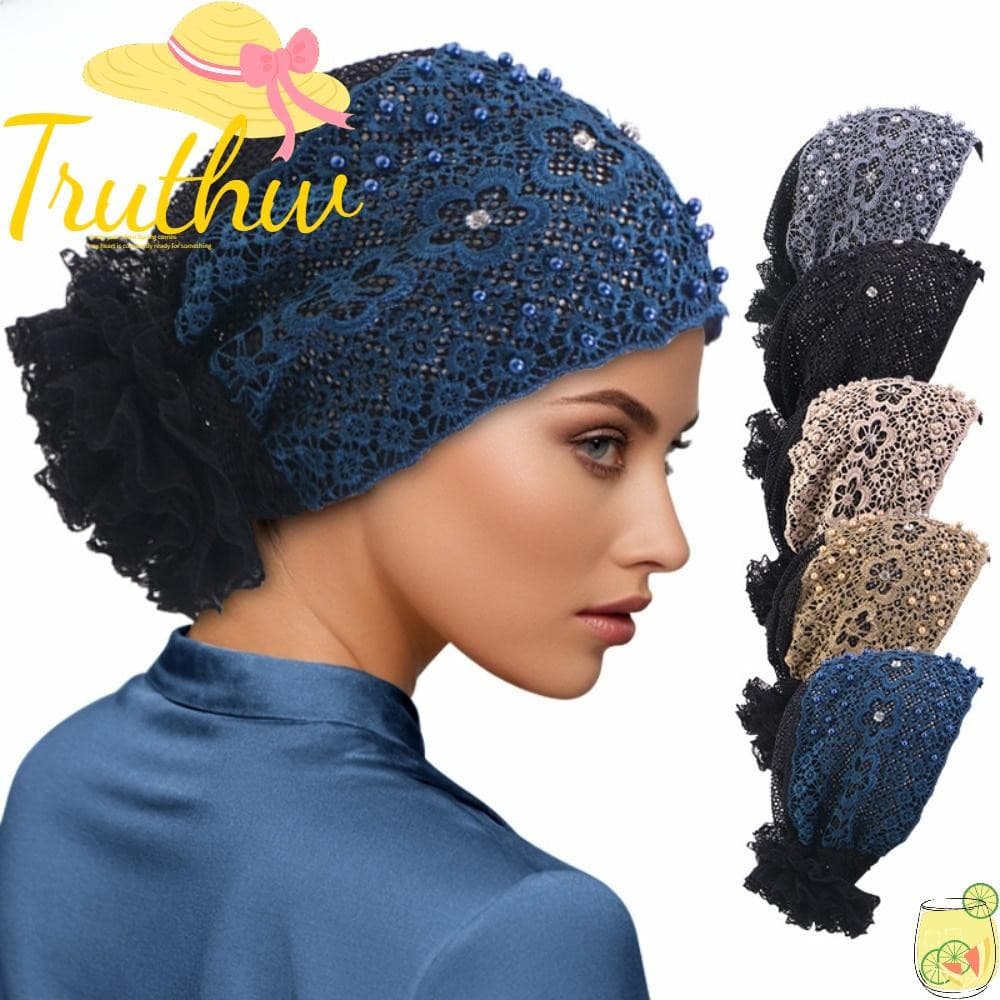 Boné De Quimio Muçulmano TRUTHW , Chapéu Turbante Bordado De Renda Pronto Para Usar , Gorro Vintage