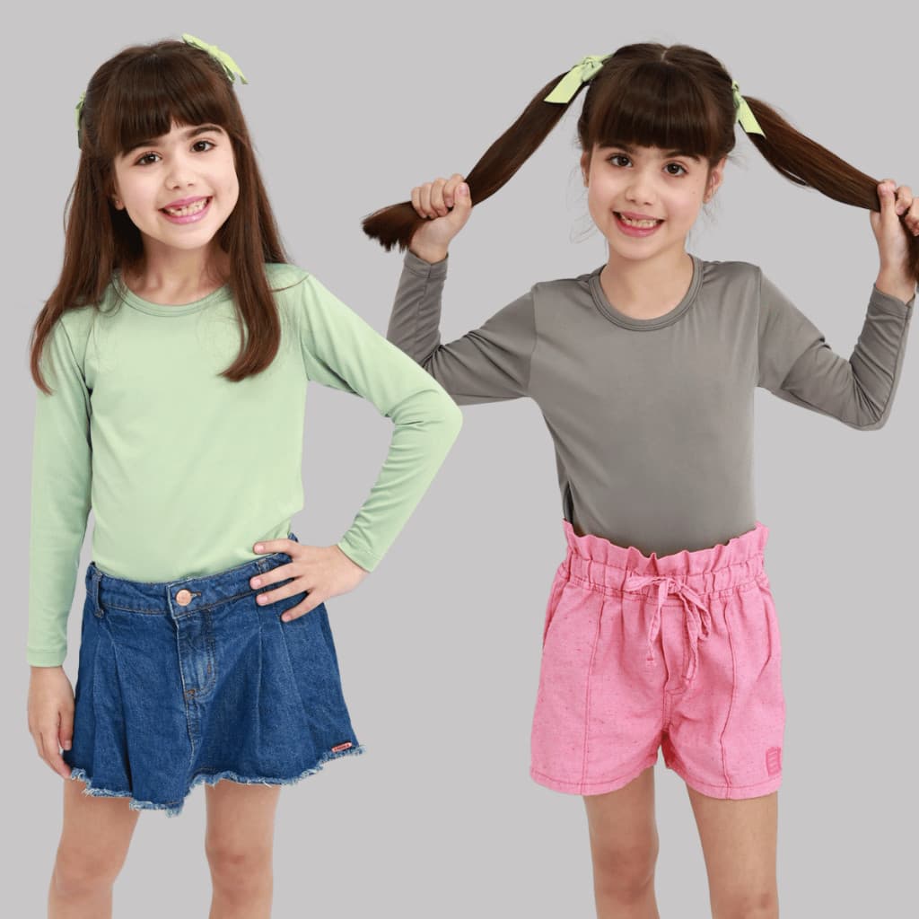 Camiseta Infantil UV 50+ Manga Longa com Proteção Solar Moda Praia Verão Térmica Menina Segunda Pele