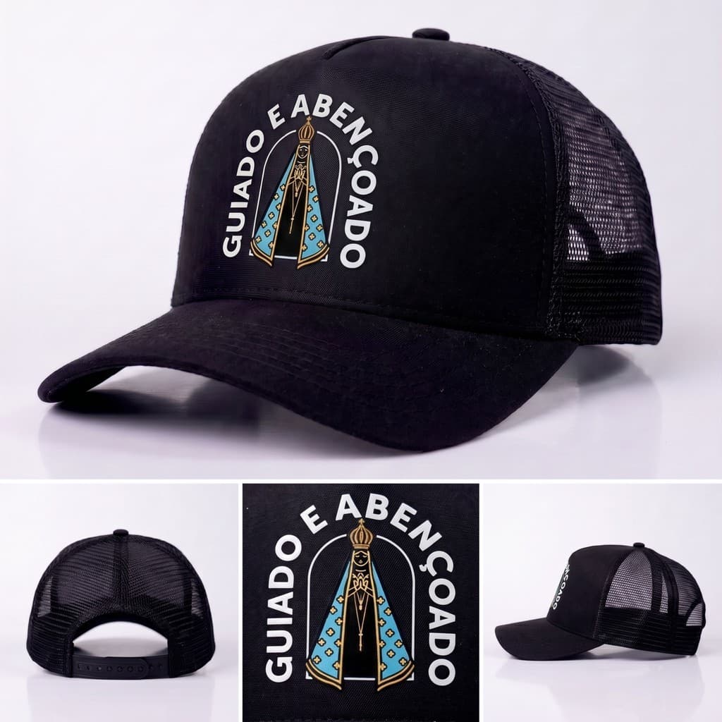 Boné Trucker Nossa Senhora Aparecida Bone Telinha Country Agro Sertanejo Rural Aba Curva Perfeito Santinha