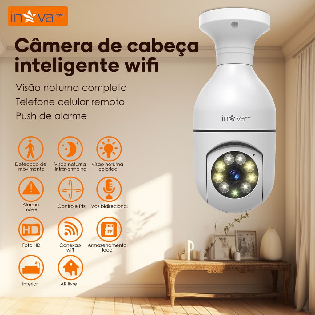 Câmera Segurança a Prova D'água sem Fio 360º com App ICSEE Full HD