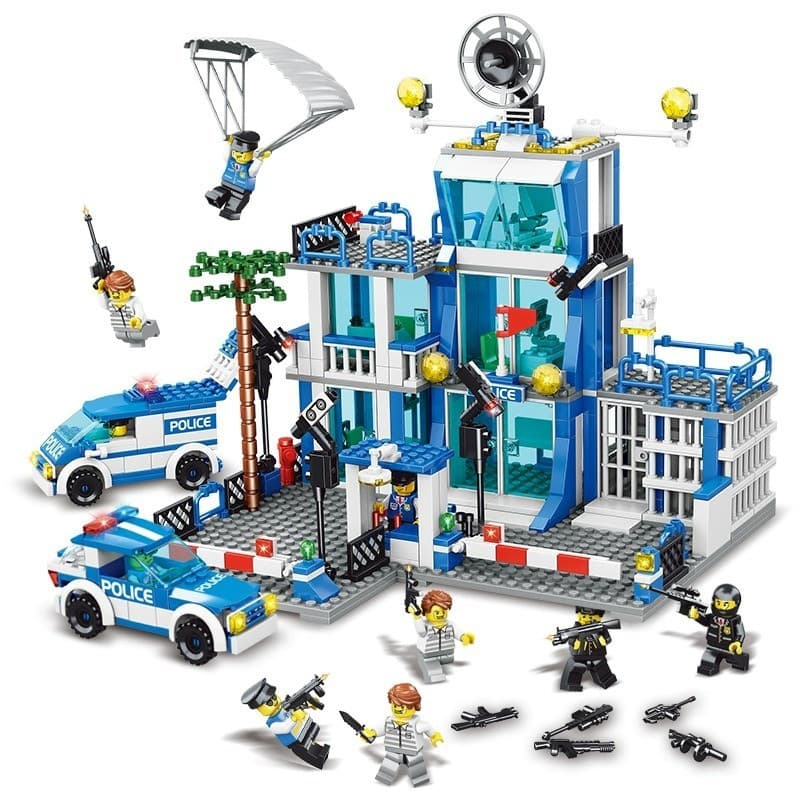 1.000 pçs cidade swat série polícia construção carro de polícia caminhão de bombeiros cidade swat Mecha crianças montado