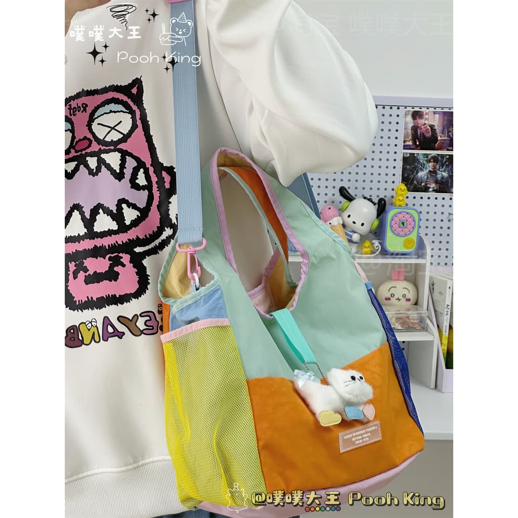 Dopamina menina Ultra-leve saco de náilon dobrável mamãe saco de trabalho Commuter saco do mensageiro bolsa saco de comp