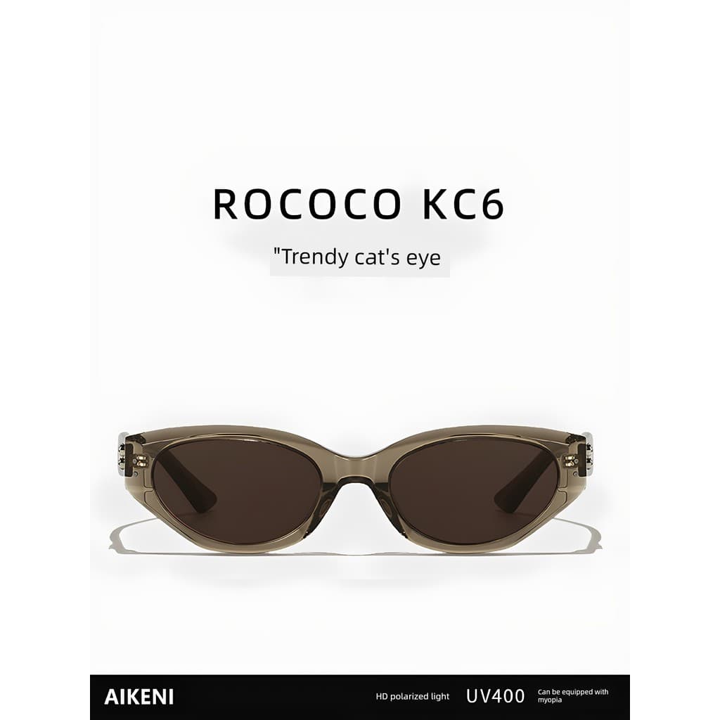 oculos blogueira feminino oculos clip on de sol feminino Rococo óculos de sol marrom olho de gato feminino 2026 n