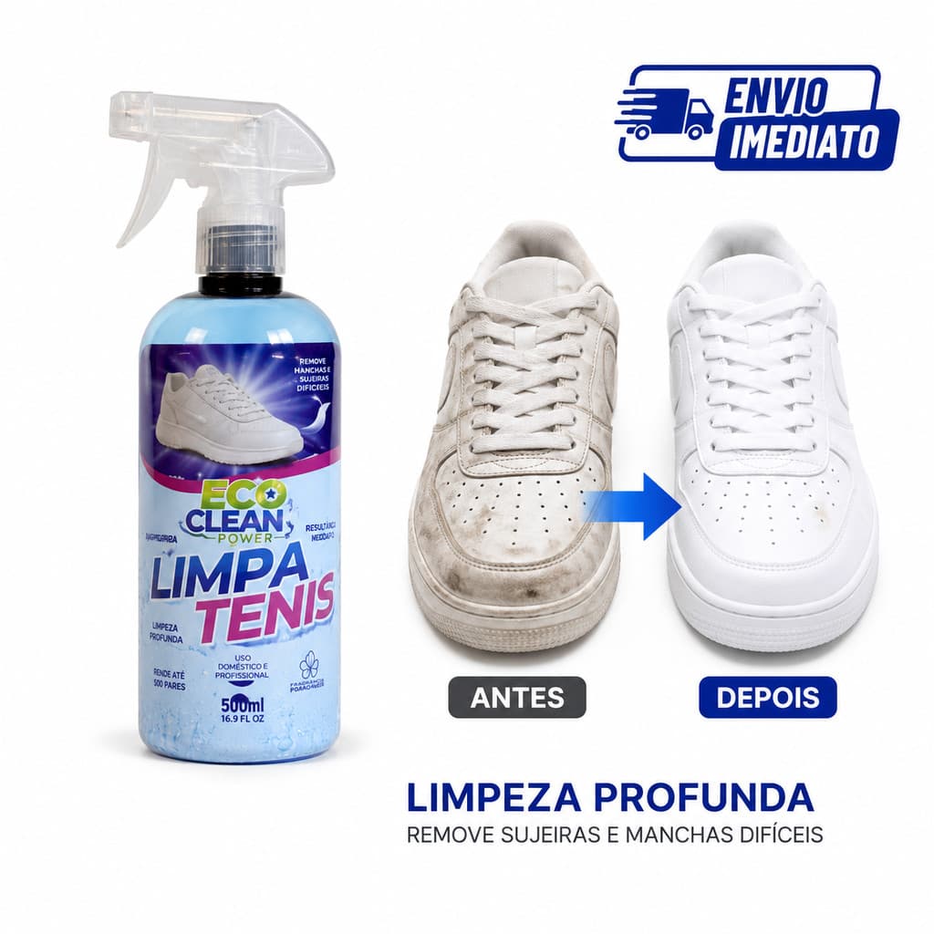 Limpa Tênis Branco Spray 500ml Eco Clean Remove Sujeiras