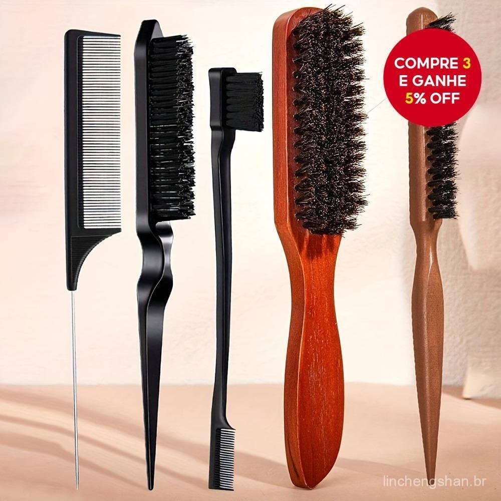 Escova De Cabelo 5 Peças Conjunto Unisex Adulto Ferramentas Estilo Barba Aliciamento Para Cabelos Grossos Encaracolados