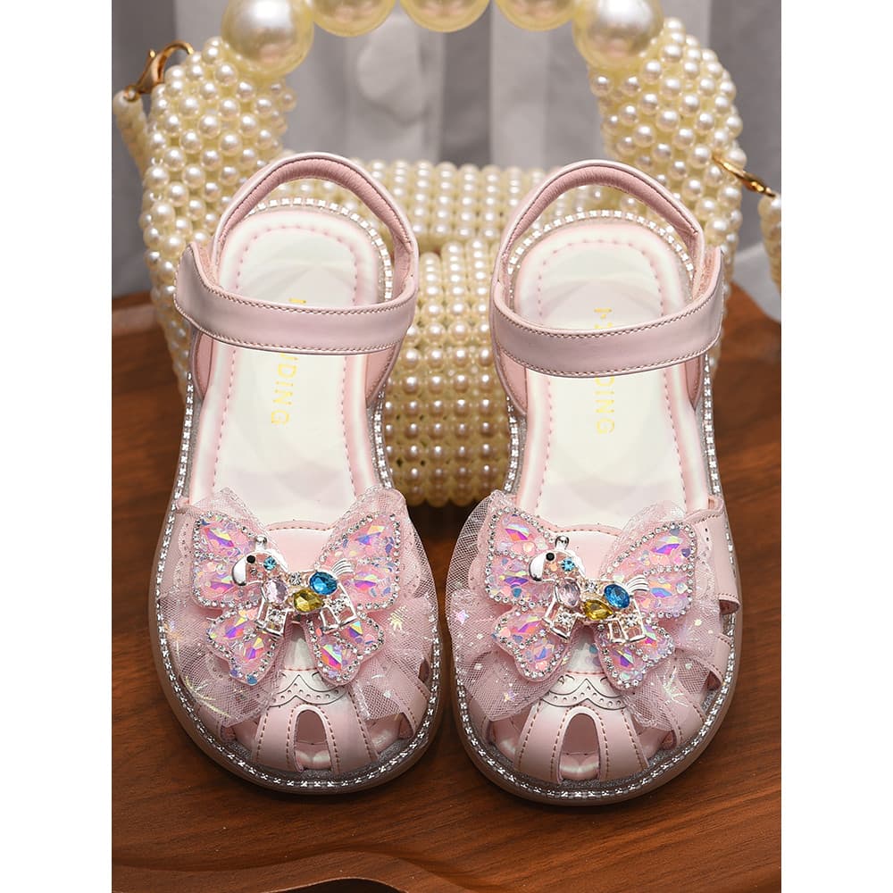 Meninas sandálias Baotou crianças sapatos de princesa strass estilo ocidental sapatos infantis 2026 verão novo estilo me