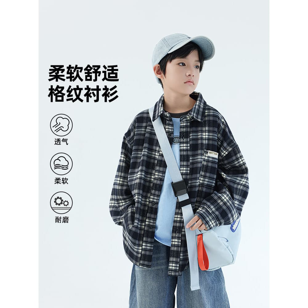 Meninos camisa xadrez de manga comprida 2025 novo estilo grandes crianças topos outono inverno camisas infantis meninos
