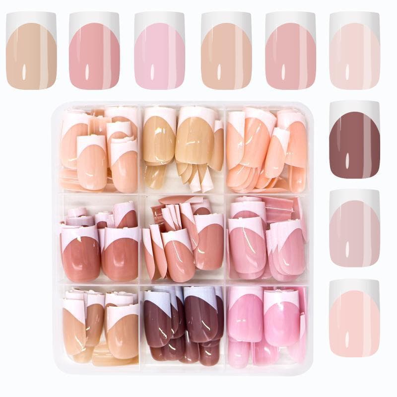 140 Pçs/Caixa Nude Rosa Fosco Imprensa Francesa Em Unhas 14 Tamanhos Extra Curto Quadrado Cobertura Completa Gel Macio D