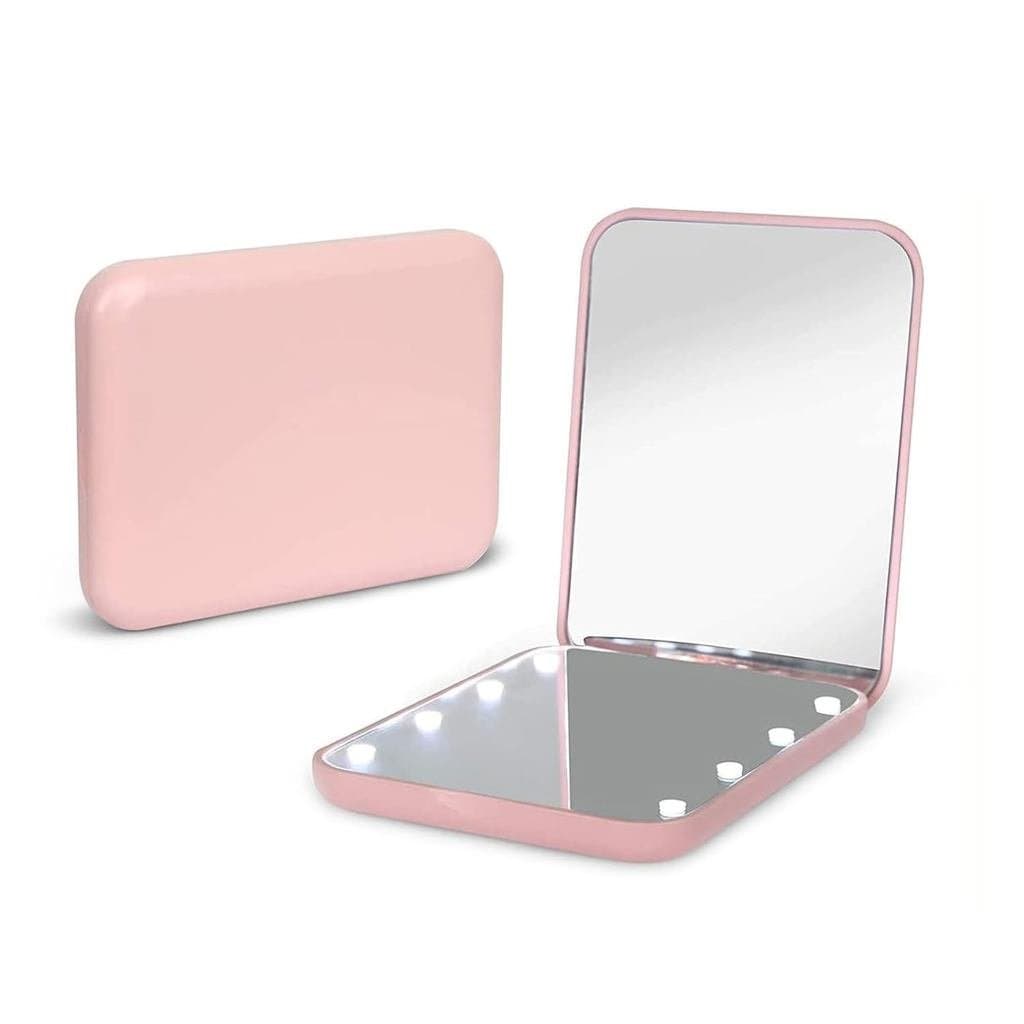 Espelho de Bolso Kintion, Espelho de Maquiagem Compacto com LED e Ampliação de 1X/3X para Viagem, com Luz para Bolsa, Du