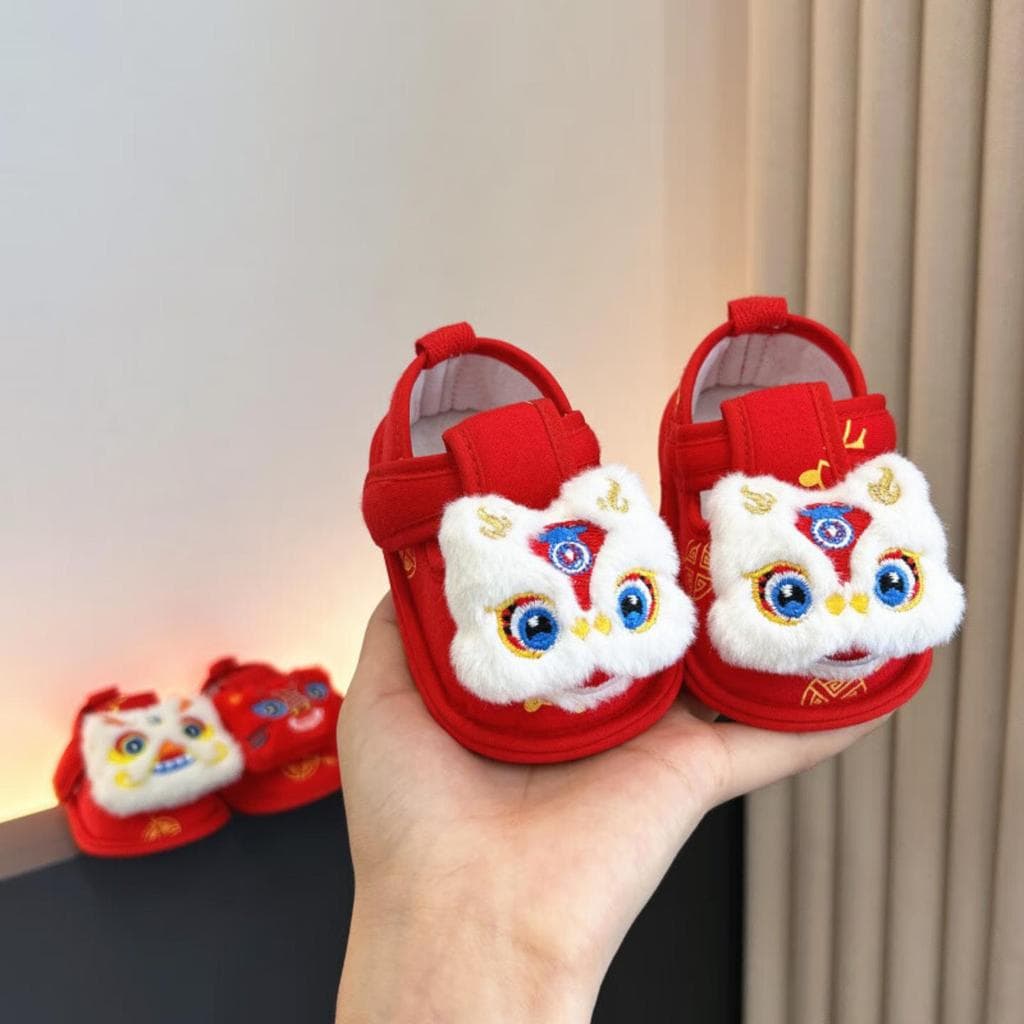 Bebê ano novo sapatos festivos bebê tigre cabeça sapatos de um ano de idade cem dias de idade mês inteiro pegar semana h