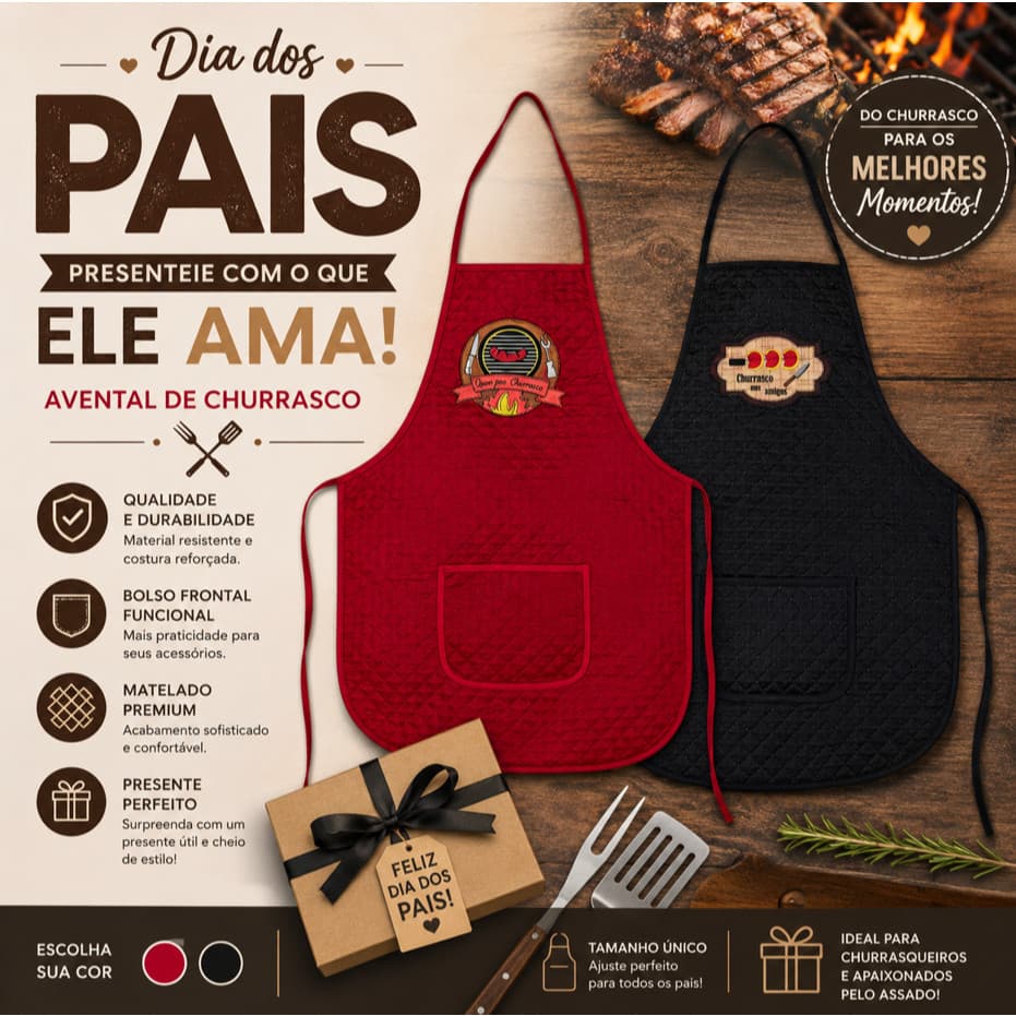 Avental De Churrasco Impermevel Matelado Dia Dos Pais Presente Premium