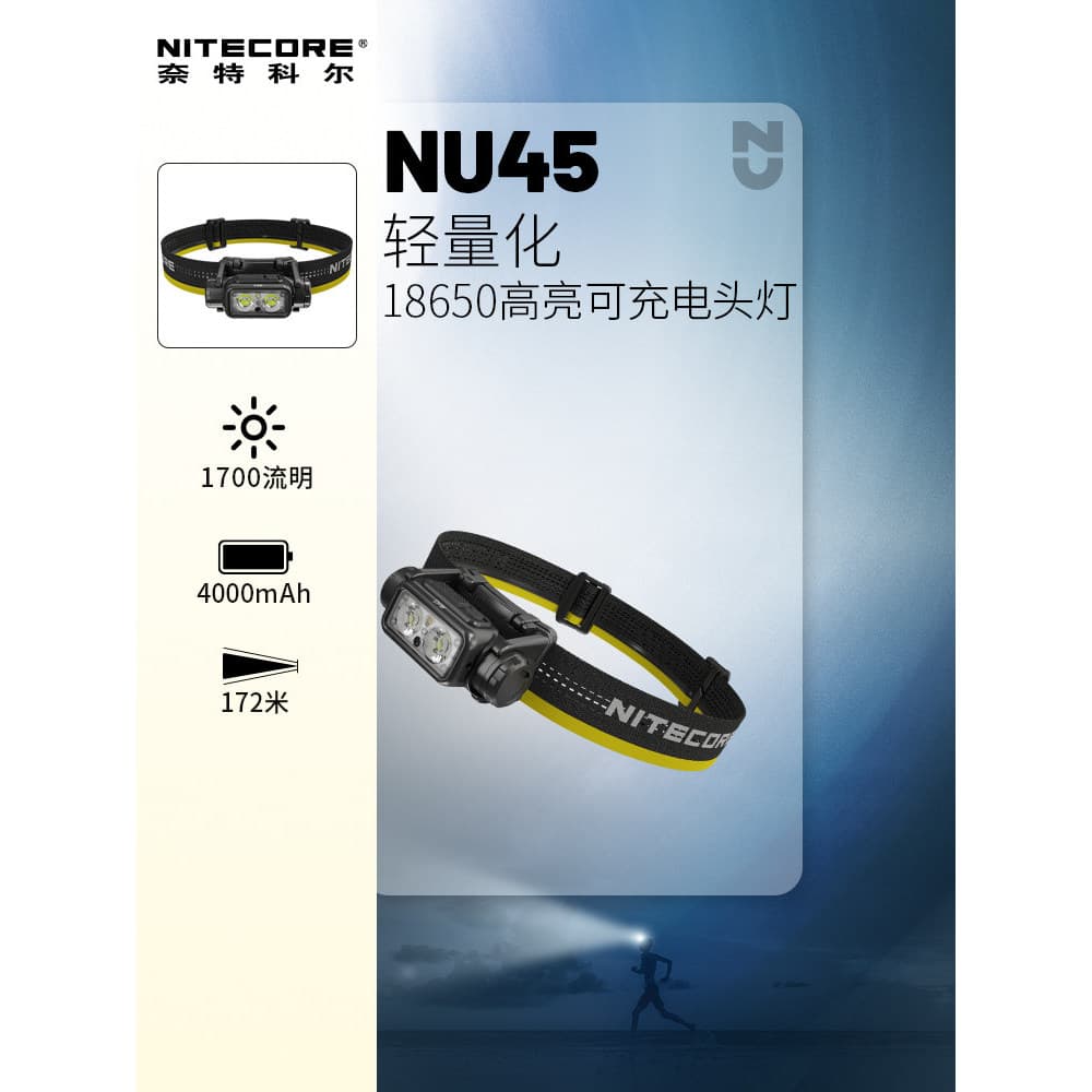 Nitecore nitecore NU45 farol ao ar livre montanhismo Cross Country correndo noite correndo farol noite equipamento de es