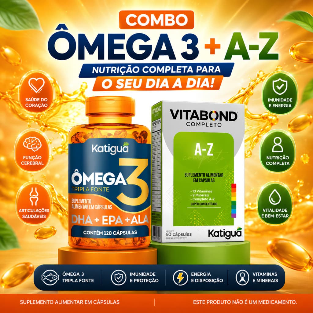 Kit Ômega 3 + Vitamina A a Z Imunidade e enregia e Saude do coração