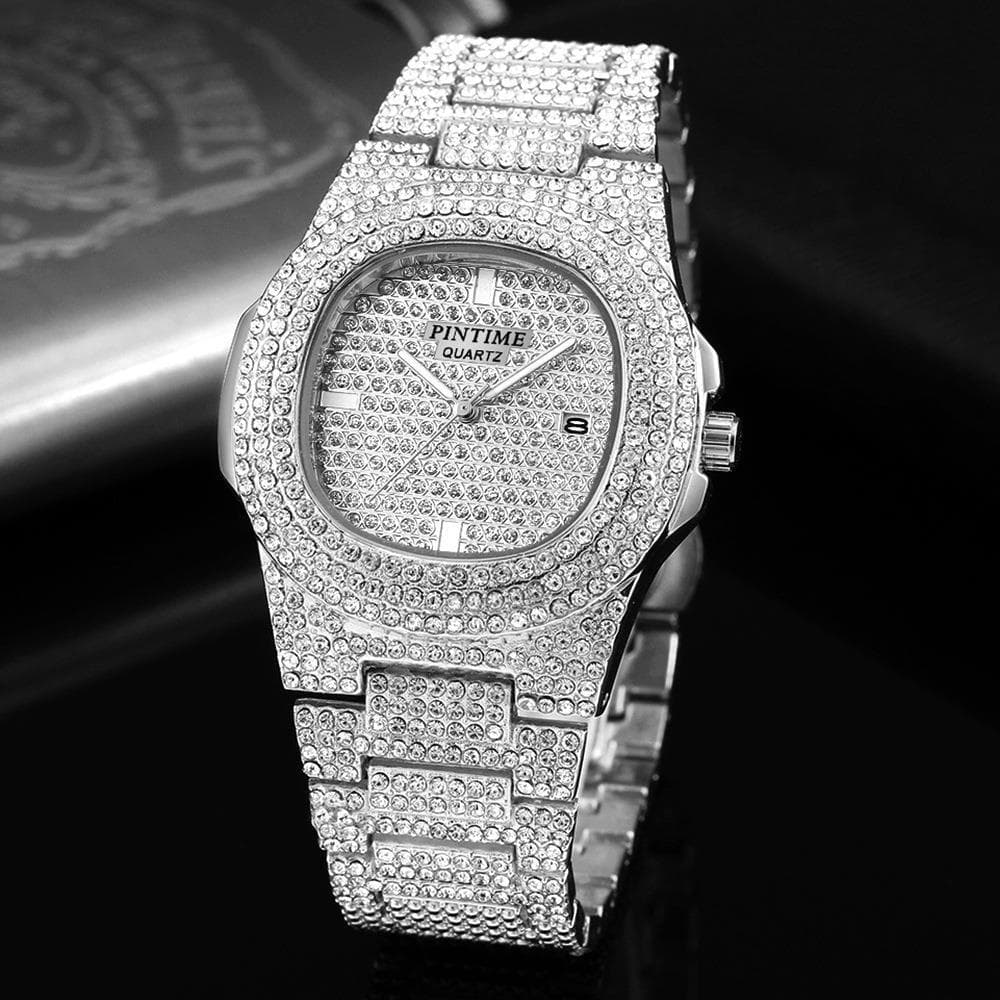 Relógio de quartzo banda de aço relógio Baida diamante Gypsophila masculino feminino relógio de pulso calendário europeu