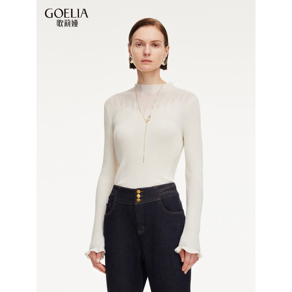 Gelia meia gola alta lã malhas feminino novo estilo outono inverno Wear fino-ajuste Tencel topo 1ECL5J610