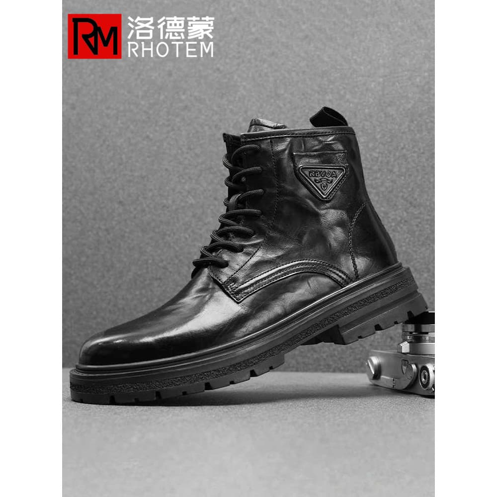 Botas Martin masculinas de cano médio de marca de alta qualidade 2024 novo estilo botas de couro de cano alto de inverno