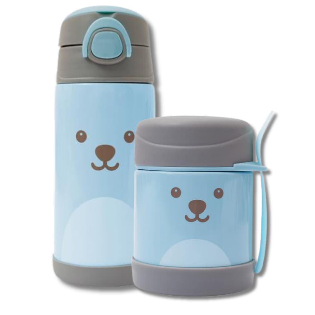 Kit Garrafa e Pote Térmico Infantil Parede Dupla Inox Gumy