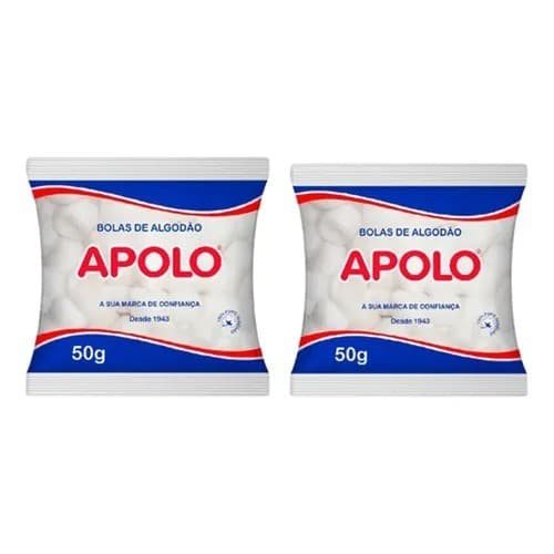 Kit c/2 Pacotes 50g Algodão Apolo Bolas Brancas