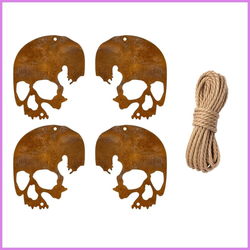 Sinos De Vento Ao Ar Livre Enferrujado Vintage Esqueleto De Halloween Artesanato Com Corda De Juta Natural Internos Para
