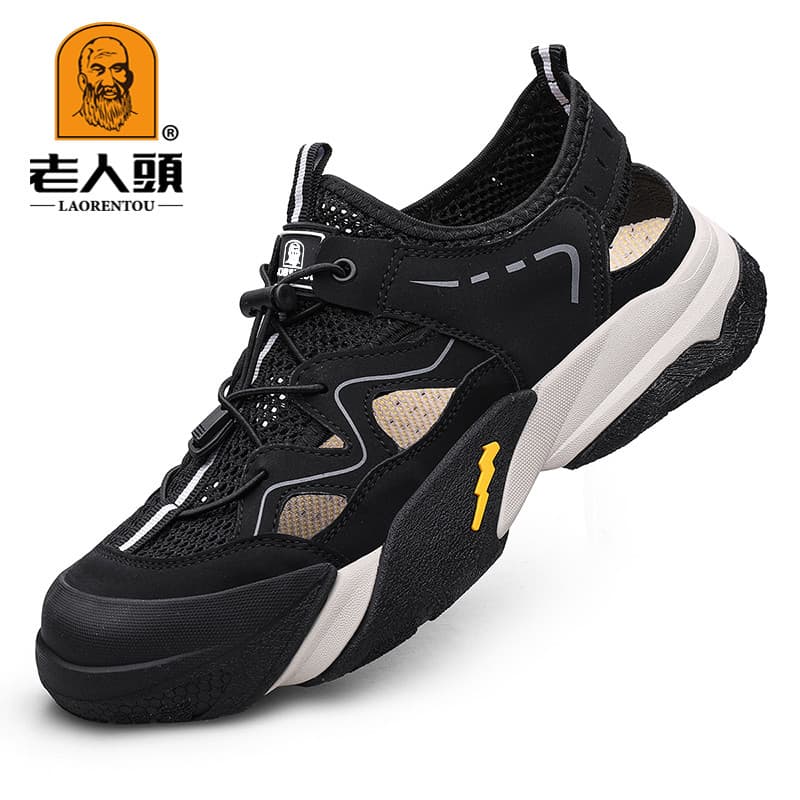 Idosos dedo do pé antiderrapante sapatos de caminhada dedo do pé largo pés gordos respirável malha sapatos masculinos sa