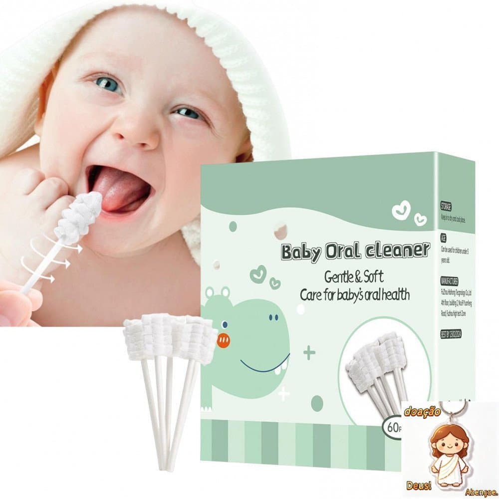 Limpador Bucal Para Bebê 60PCS Descartável Bastão De Limpeza Oral Flexível Escova De Dentes E Cuidados Com A Língua
