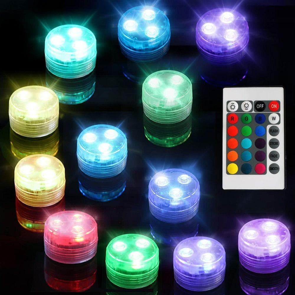 Luzes Submersíveis  , Luz Subaquática Colorida De 3 LED Com Controle Remoto , Lâmpada De Atmosfera Portátil