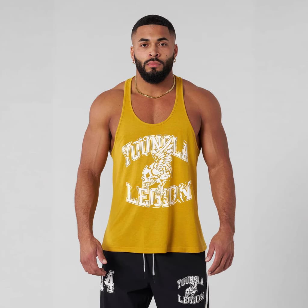 YOUNGLA verão americano músculo Fitness em forma de I colete esportivo masculino correndo treinamento colete sem mangas