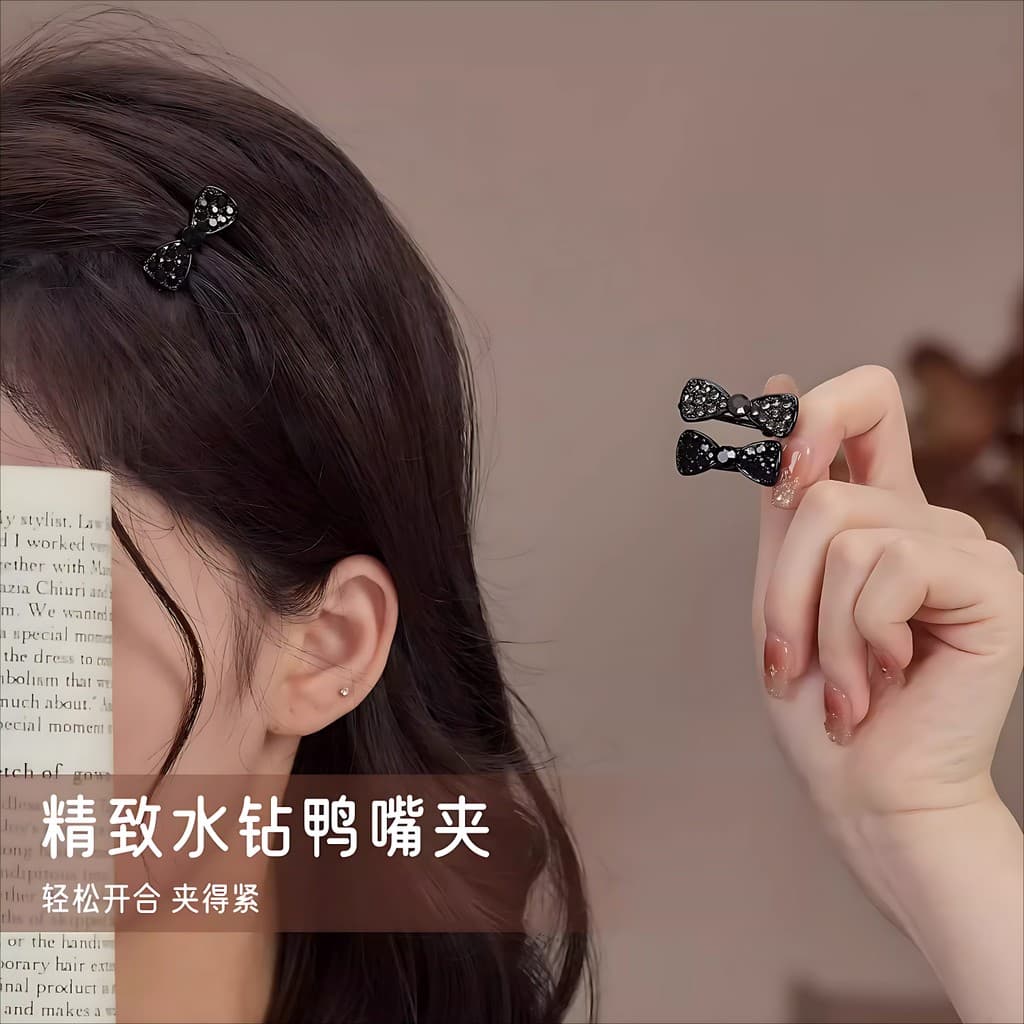 Pequeno arco de strass 2026 novo estilo clipe lateral High-End sentir testa quebrado grampo de cabelo feminino lado Duck