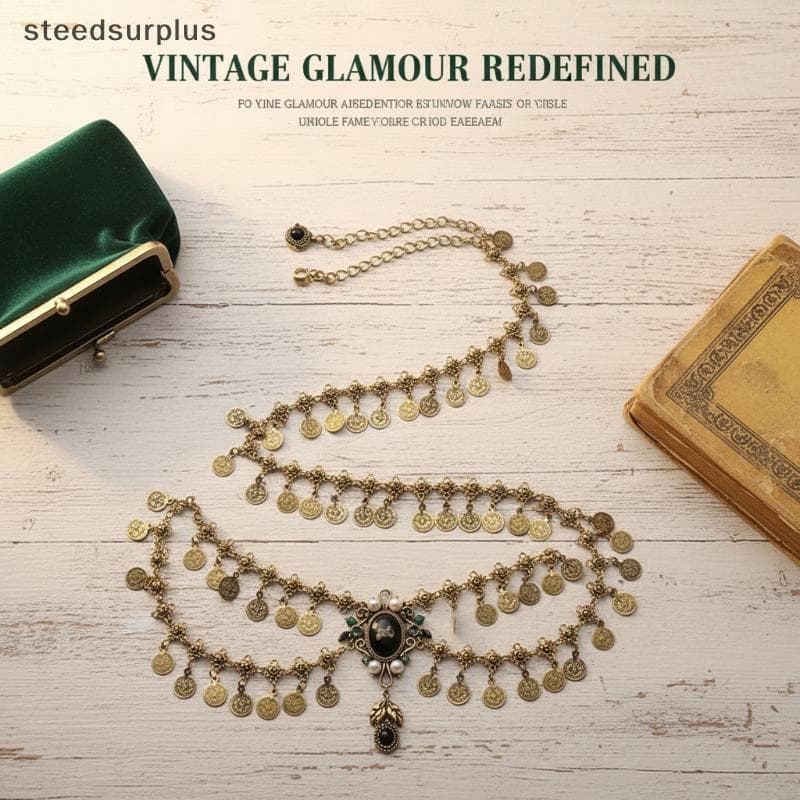 Retro Exagerado Strass sel Metal Corrente De Cintura Para Mulheres Luxo Dupla Camada Craved Moeda Cinto Correntes Corpo