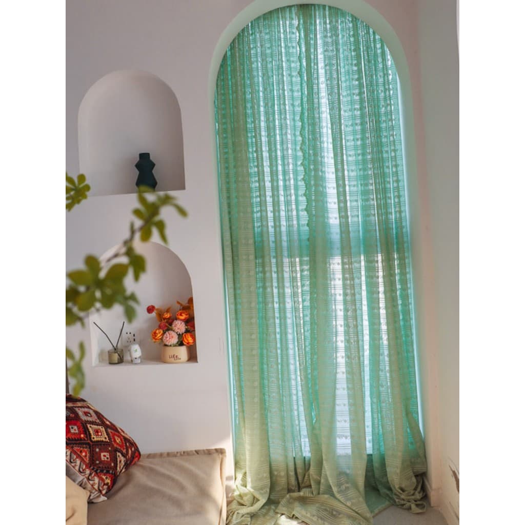 Moderno simples perfuração-livre arqueado porta cortina de gaze decoração meia cortina cozinha banheiro pequena janela c
