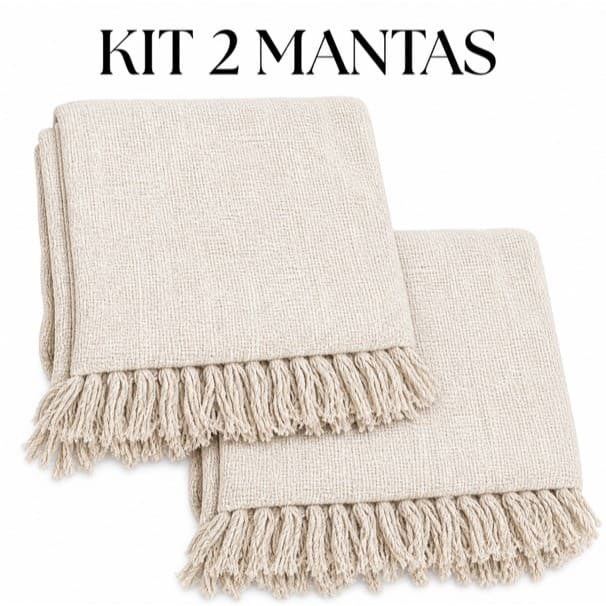 Kit 2 Mantas Para Sofá Luxo Gigante 2,10 x 1,20 Decorativa 100% Algodão