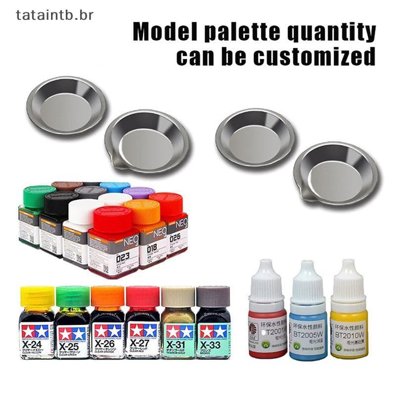 [TaTa] 2/6 Unidades De Aço Inoxidável Para Pintura , Tigelas Coloridas , Bandejas A Óleo , Copos Mistura De Cores , Mist