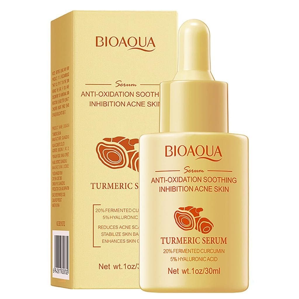 Sérum Facial de Cúrcuma BIOAQUA Antioxidante, Calmante para Pele com Acne, Ácido Hialurônico, Controle de Oleosidade, Hi